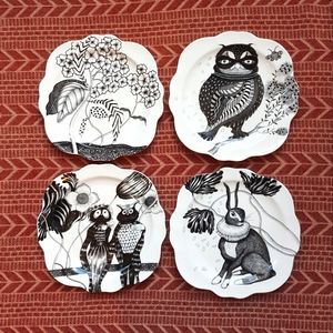 Anthropologie Set of 4 Whimsical Dessert Plates